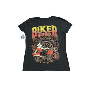 Fruit of the Loom Betty Boop T-Shirt Ladies XL Black Excellent Biker Graphic